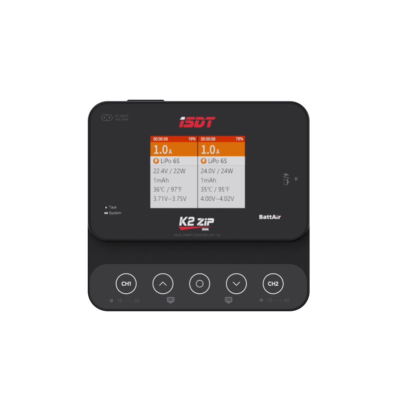 ISDT K2 ZIP Dual Mode Smart Charger AC200W/DC500Wx2 2.8" IPS LCD Balance Charger