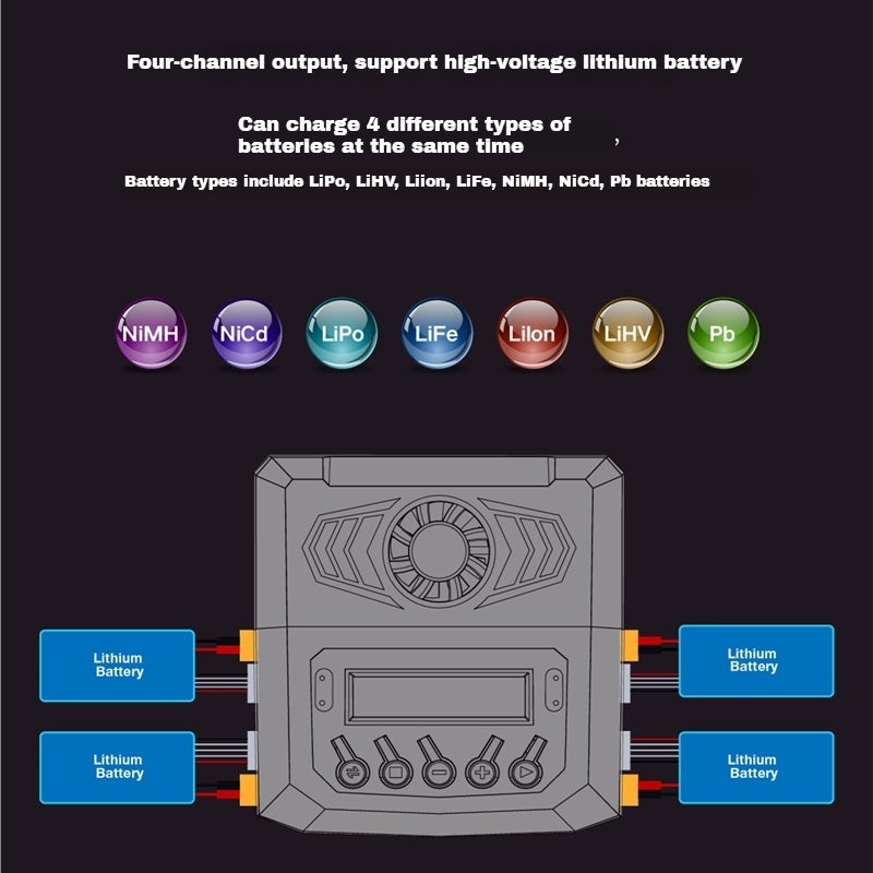 GT Power X4 Mini Charger 200W AC / 100W x4 DC (can charge 4 different type of batteries at the same time)