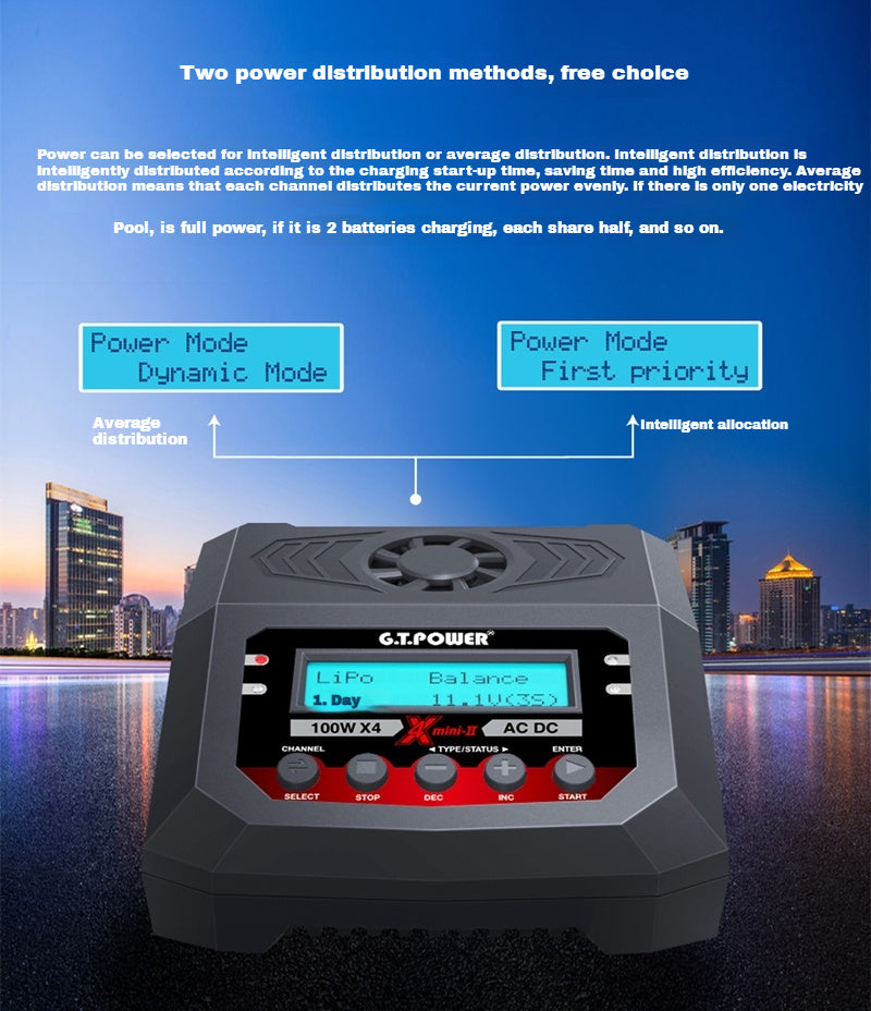 GT Power X4 Mini Charger 200W AC / 100W x4 DC (can charge 4 different type of batteries at the same time)