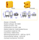 Amaa XT30UPB Male and Female Yellow PCB Vertically Welded Drone Connectors High Current Aircraft Model Plug (20 sets)