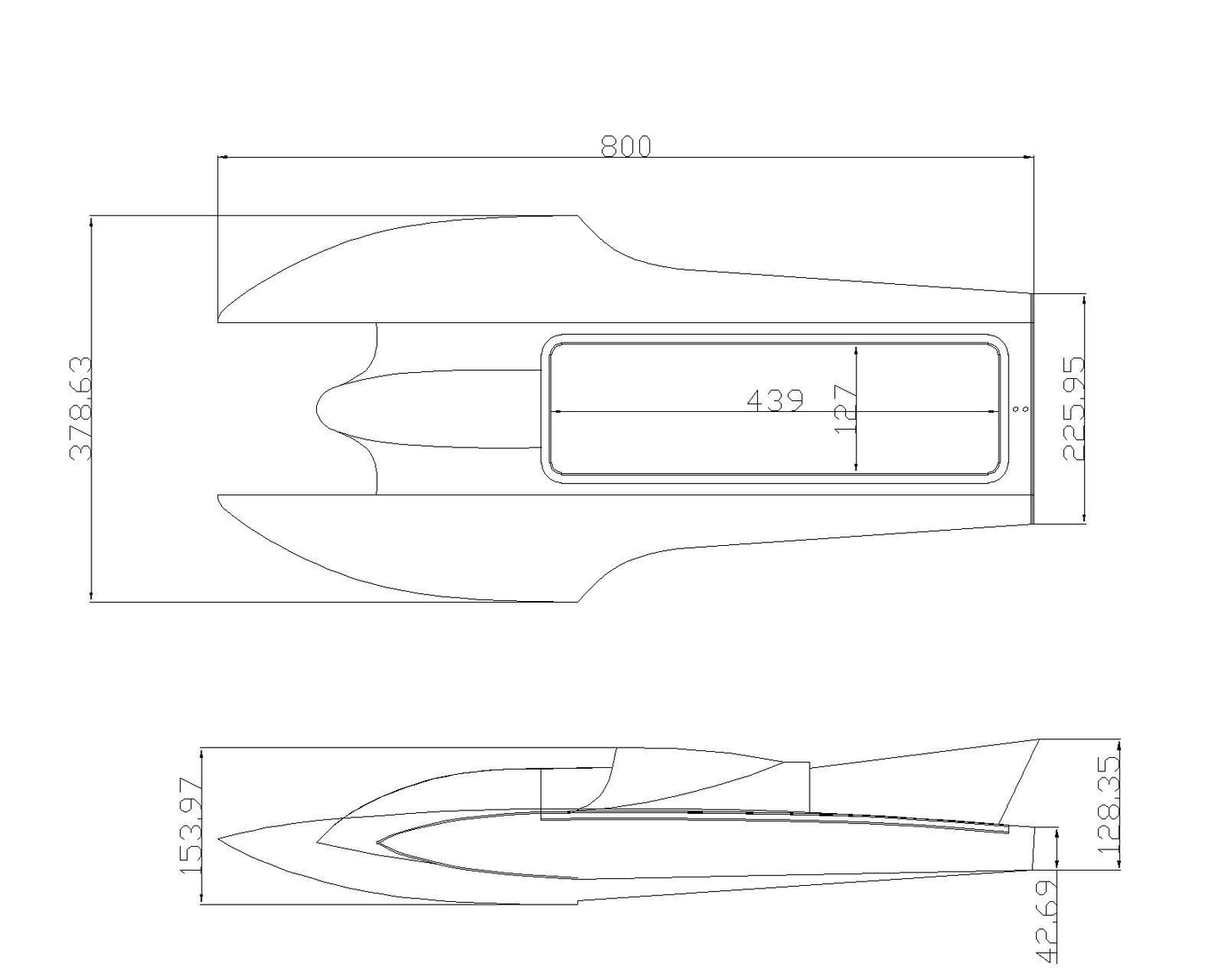 31.5" / 800mm RC Pro boat FRP Swifter-XL  Racing Hydro boat hull for GP & EP