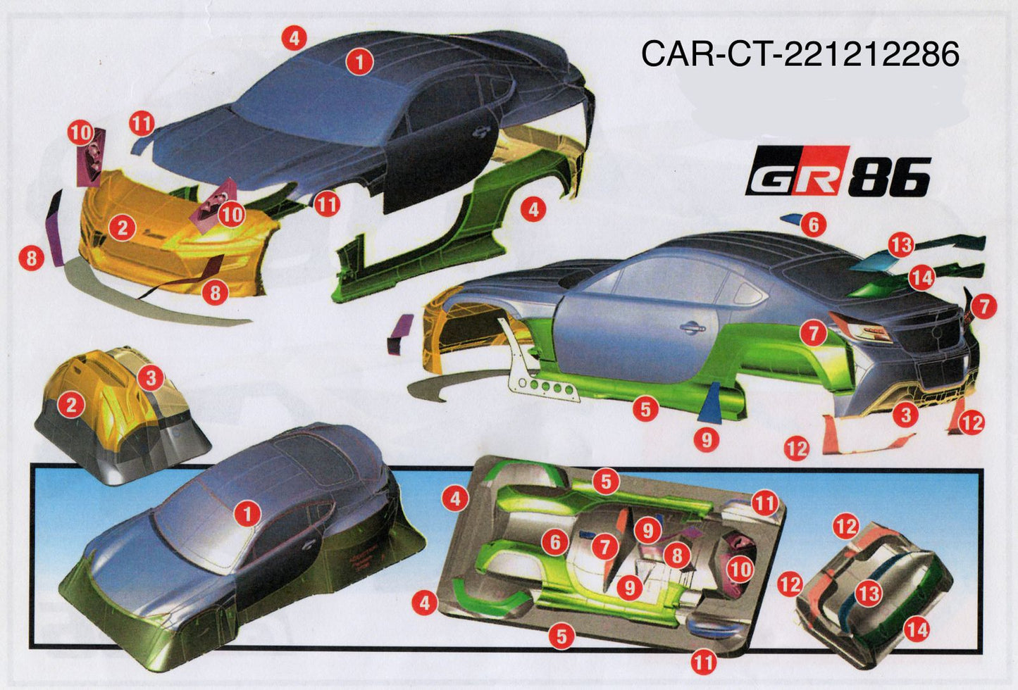 1/10 Lexan Clear RC Car Body Shell for TOYOTA GR86  195mm