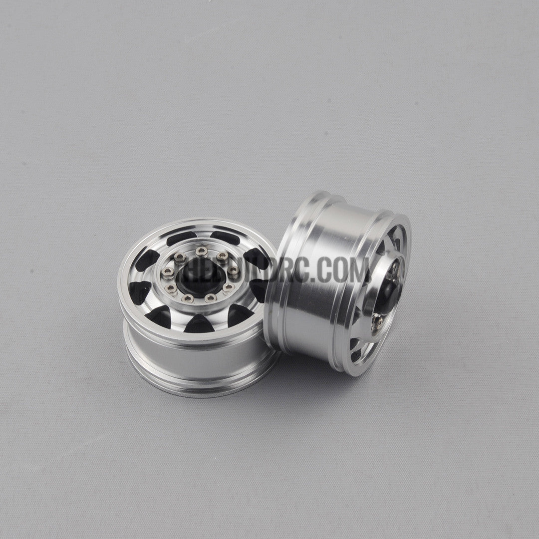 Tractor Truck CNC Machined Aluminium Front Wide Wheel Hub 2pcs Included TAMIYA Compatible - Black
