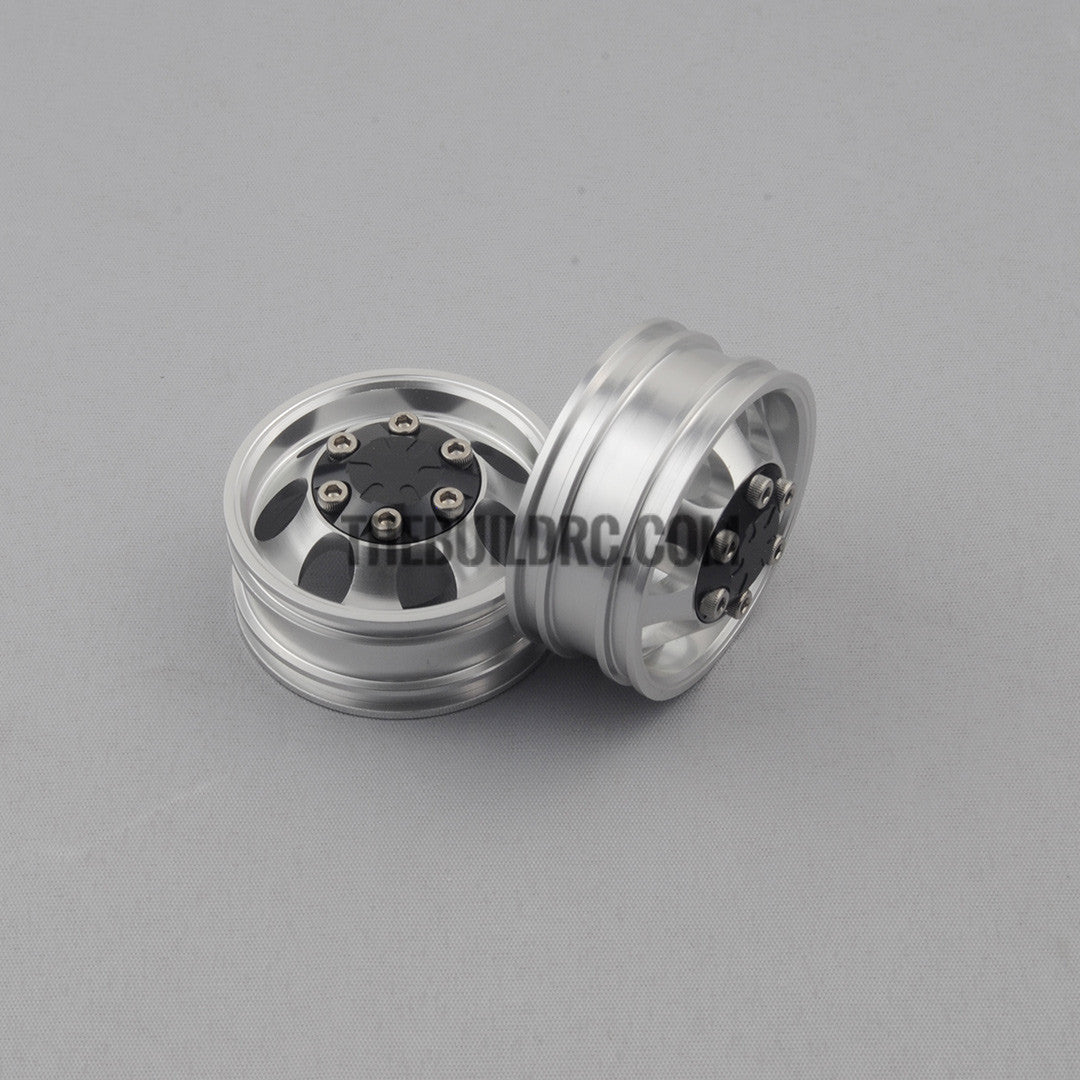 Tractor Truck CNC Machined Aluminium Front Wide Wheel Hub 2pcs Included TAMIYA Compatible - Black