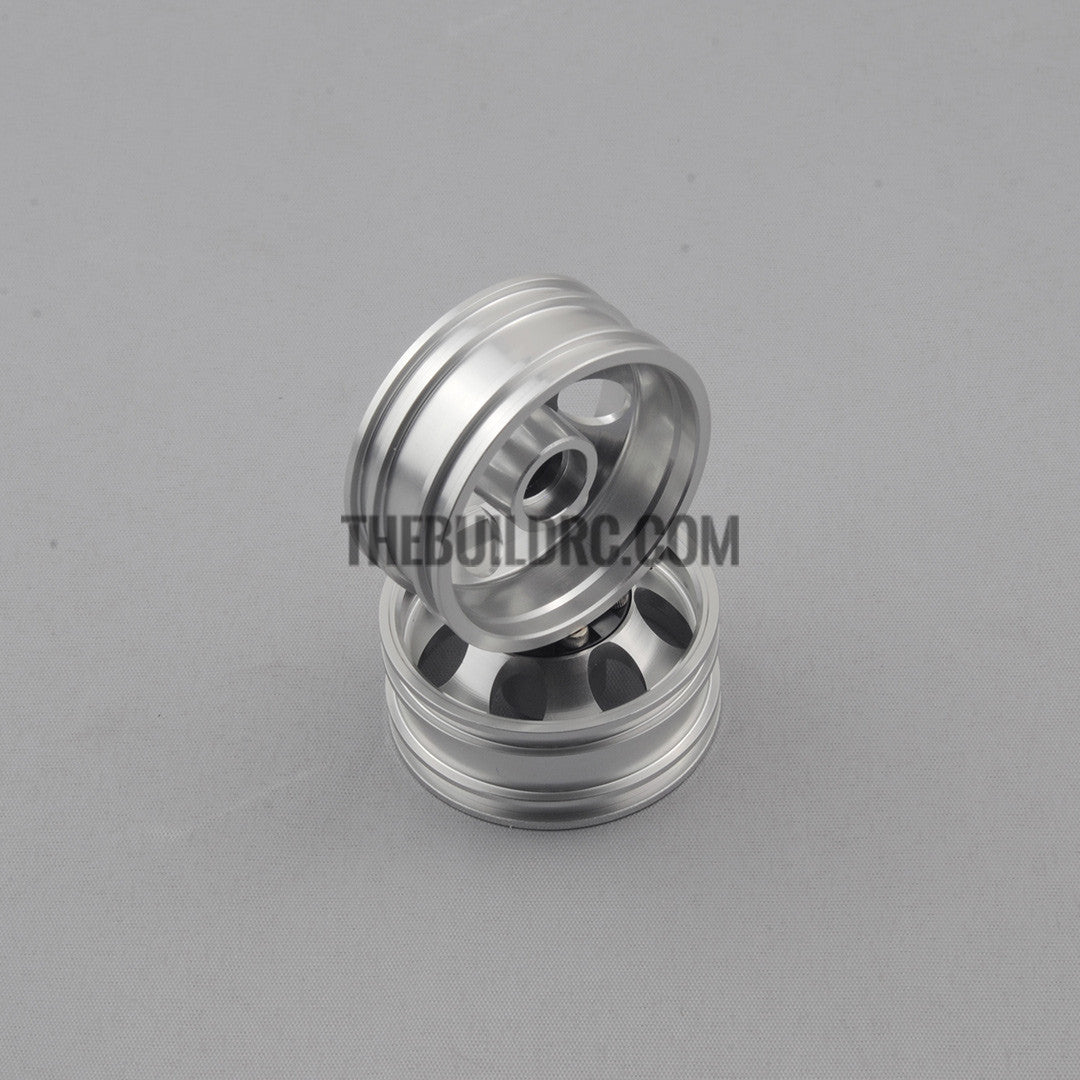 Tractor Truck CNC Machined Aluminium Front Wide Wheel Hub 2pcs Included TAMIYA Compatible - Black