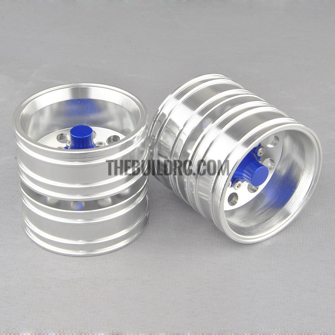 TAMIYA Tractor Truck CNC Machined Aluminum Rear Double-Wheel Hub 2pcs TAMIYA Compatible - Blue