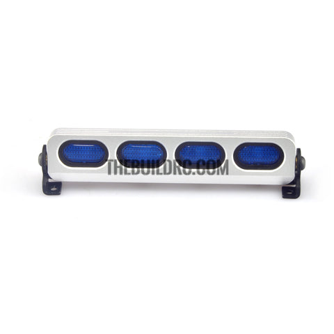 RC 1/10 1/8 LED Light Bar with Round Blue Lenses -5 flashing Modes - Silver Aluminum Frame