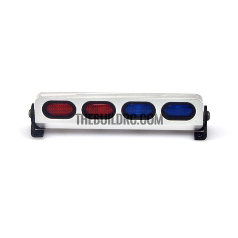 RC 1/10 1/8 LED Light Bar with Round Red/Blue Lenses -5 flashing Modes - Silver Aluminum Frame