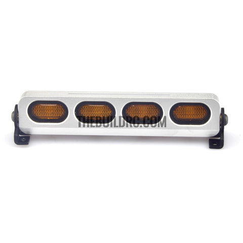 RC 1/10 1/8 LED Light Bar with Round Yellow Lenses -5 flashing Modes - Silver Aluminum Frame