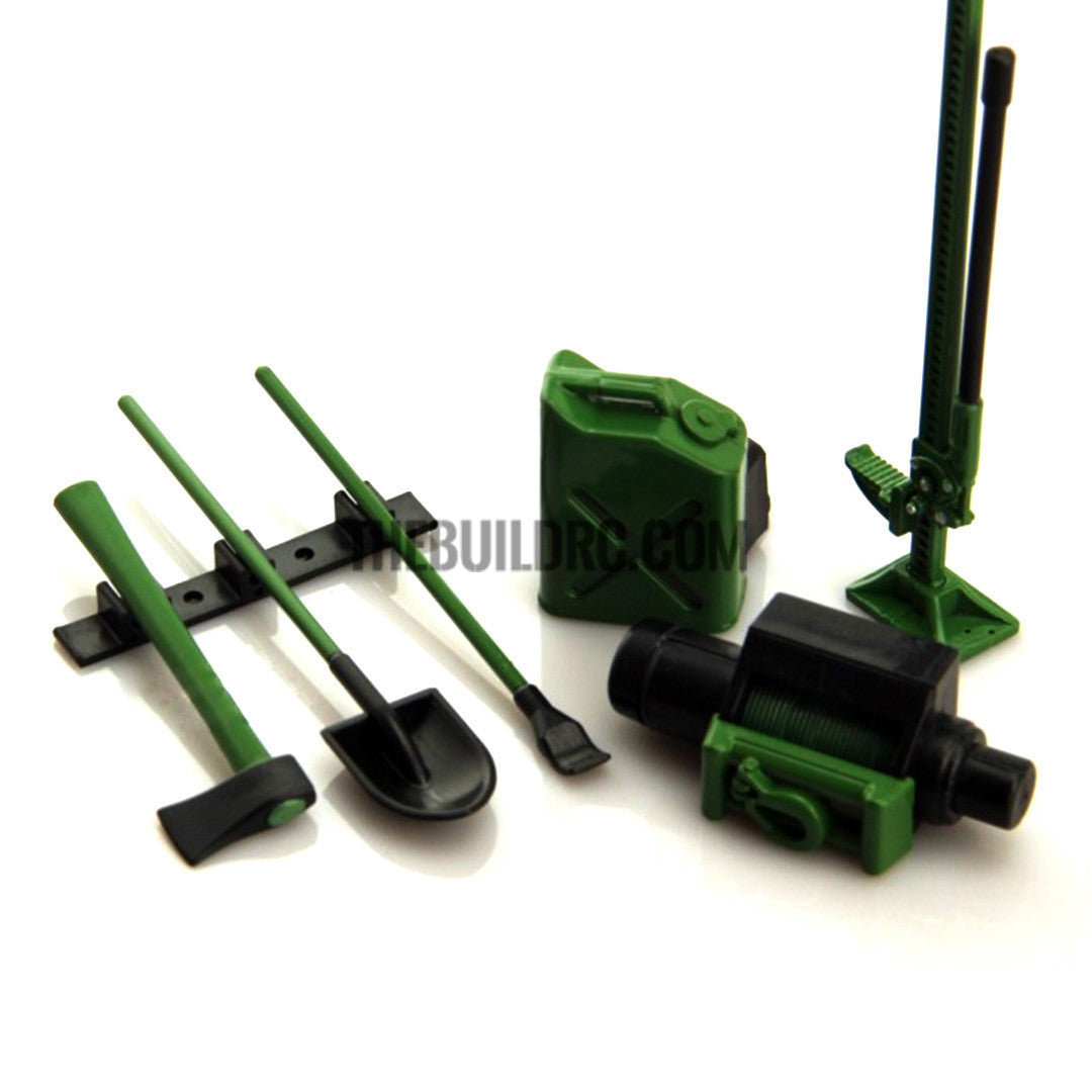 1/10 Accessory Tool Set For RC Pick-Up Trucks Tamiya HPI Axial Wraith-GREEN