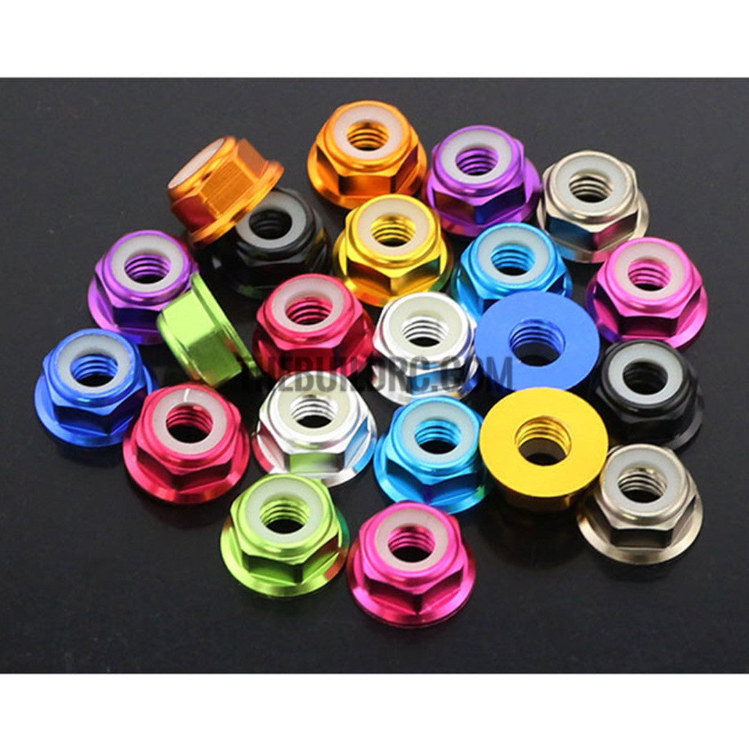 1 Pcs M4 Aluminum Flanged Nylon Lock Nut -Gold