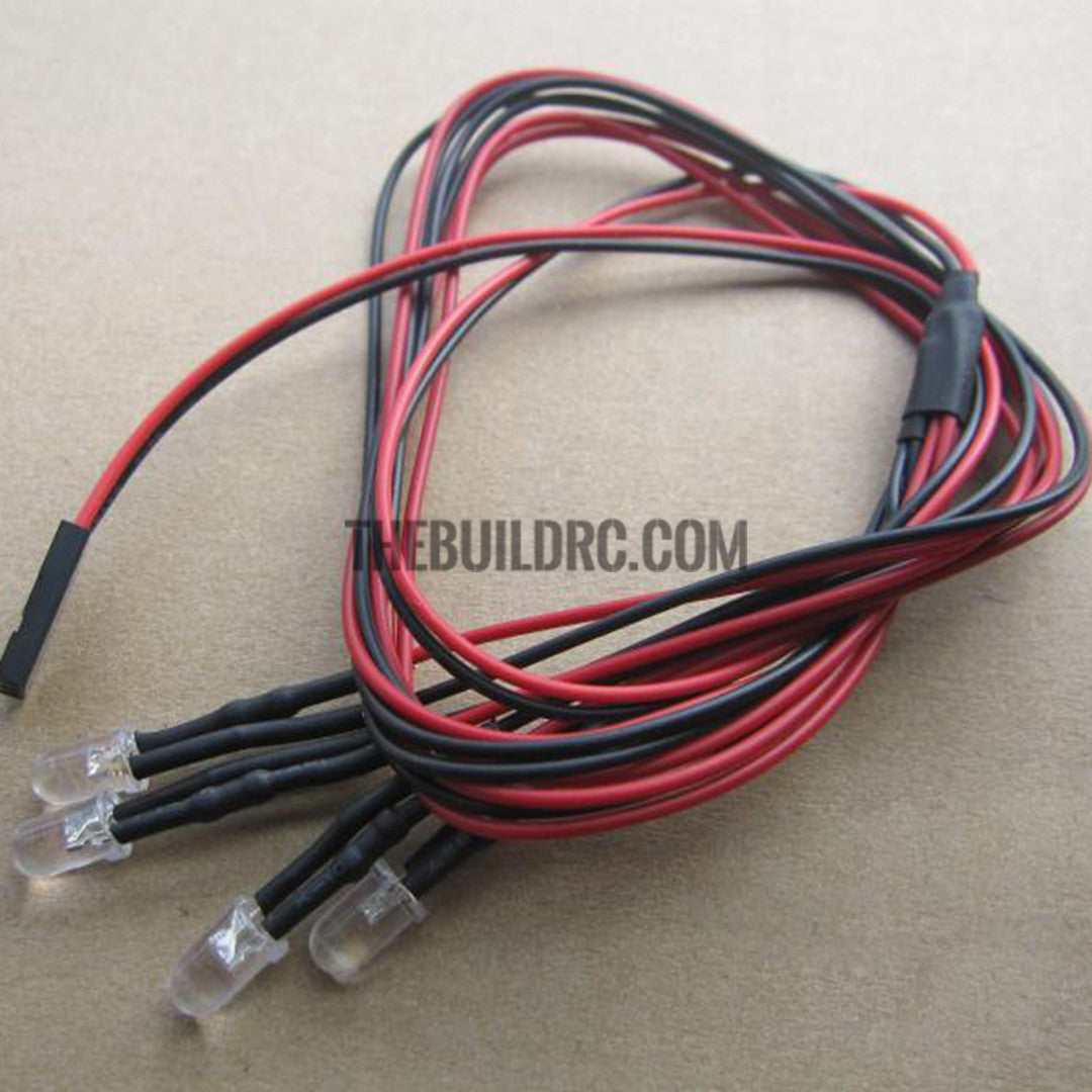 Set of 4 5mm LED Light for 1/10  RC Car Red