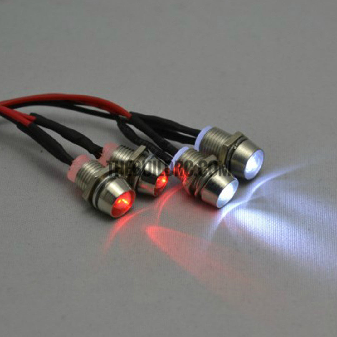 Ser of 2 White 5mm and set of 2 Red 3mm LED Light for 1/10  RC Car