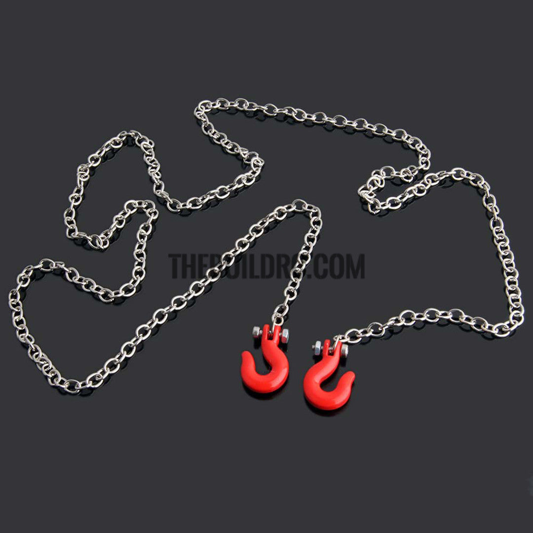 Sliver Metal Trailer Hook & Chain Hook RC AXIAL For 1/10 SCX10 CC01 D90 Rock Crawler/Buggy