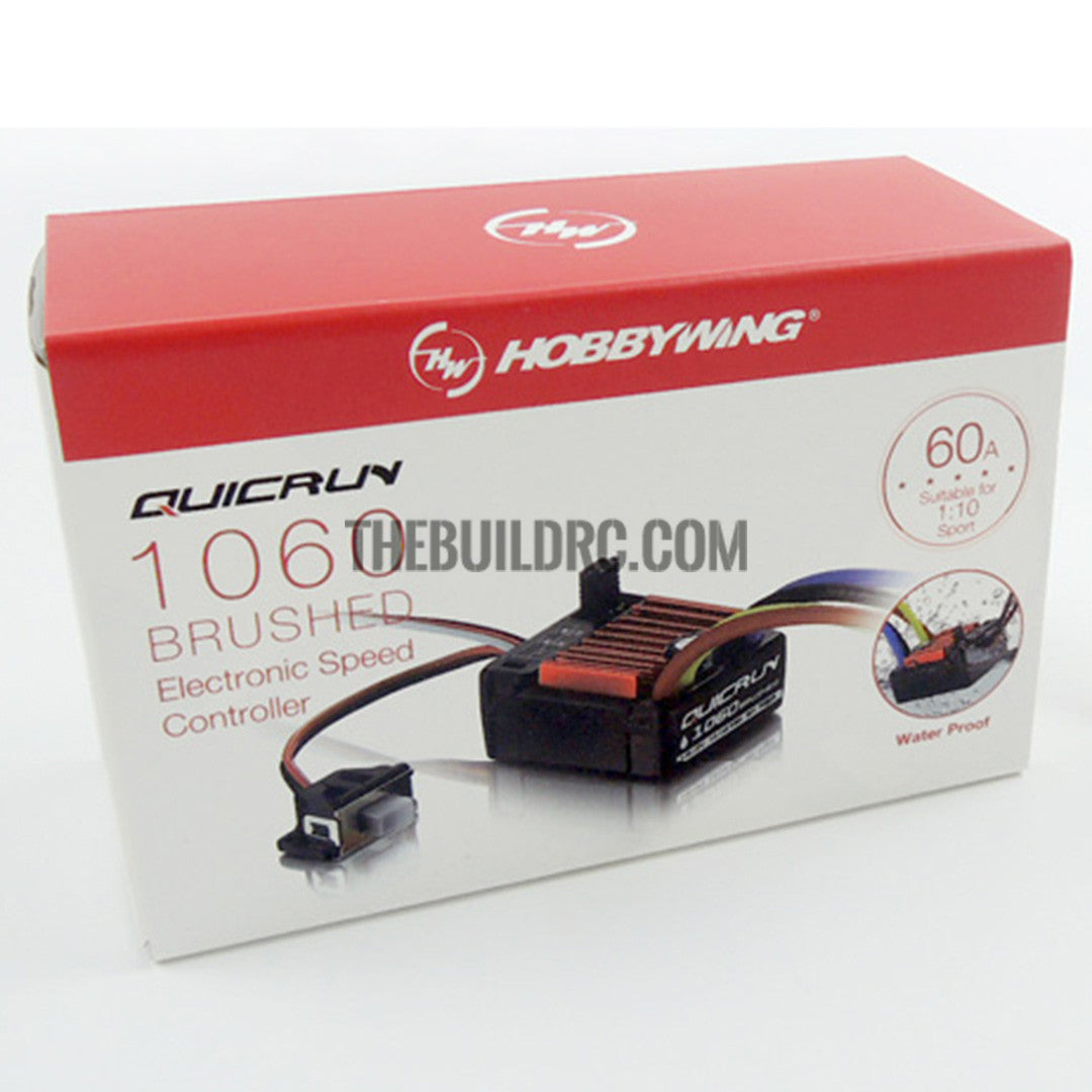 HobbyWing QuicRun 1:10 Waterproof Brushed 60A ESC 4WD RC Car Buggy Touring #1060 (Large Tamiya plug)