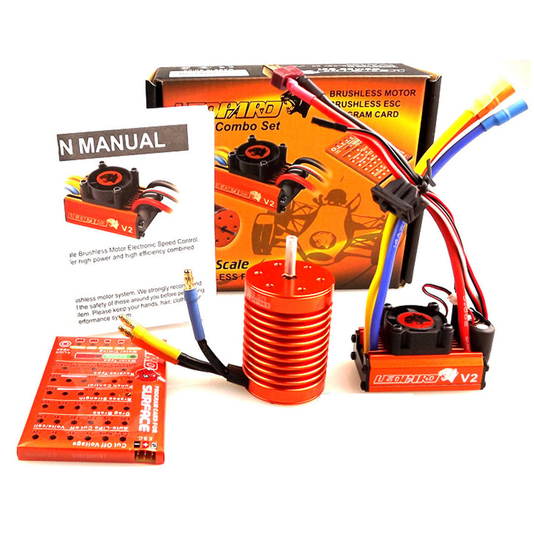 SKYRC LEOPARD 60A ESC 10T 3930KV Brushless Motor 1/10 Car Combo Program card