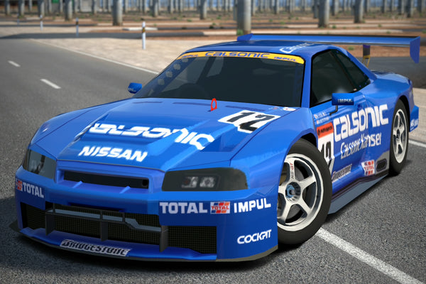 ちょっと早いR34Nissan Calsonic _TBエボ01 1/43 Ebbro Calsonic Nissan GT-R R34 JGTC 2001 car #12 #195 CS1090