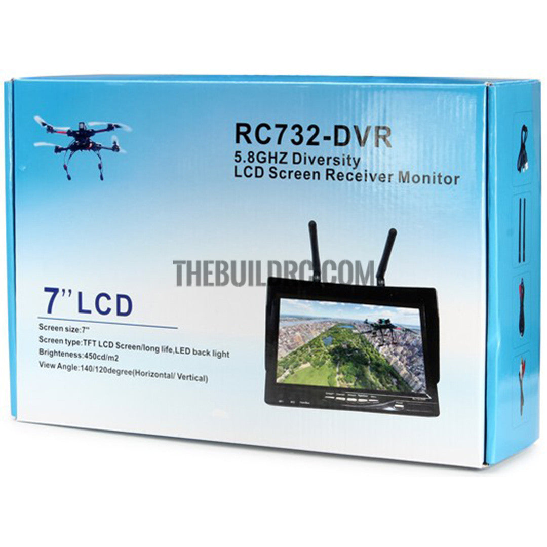 RC732-DVR 7'' 5.8GHz 32CH Diversity Receiver FPV Monitor DVR w/ Built-in Battery