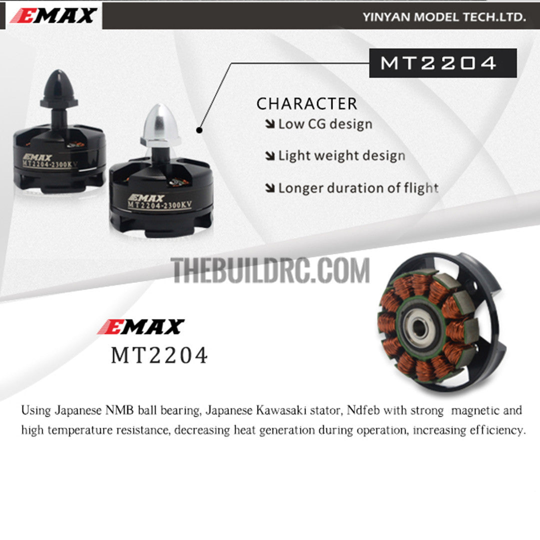 Emax Original Mt2204 2300kv Brushless Motor For Qav250 F330 Quadcopter - CW white cap nut