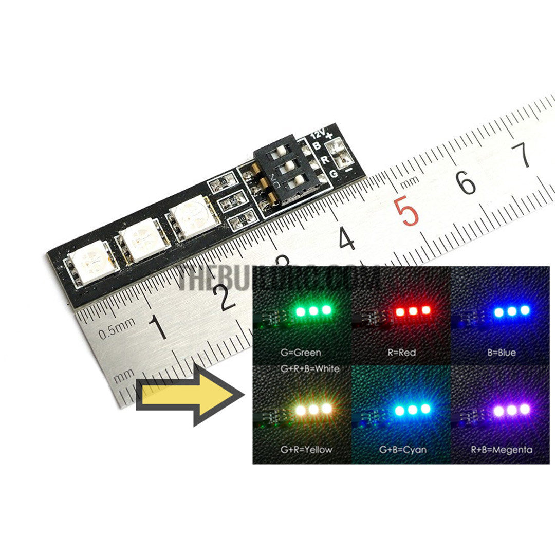 RGB LED Lamp Panel 12V 3S Lipo 7 Colors Switch For FPV Helicopter Multi-axis