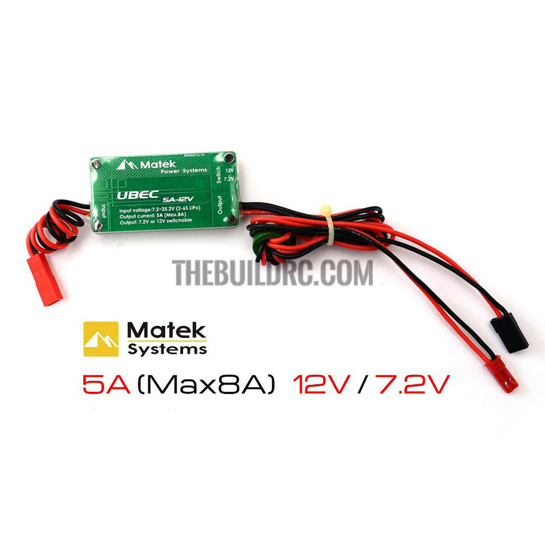 Matek heli multicopter FPV BEC 2-6S input dual output 12V/7.2V 5A