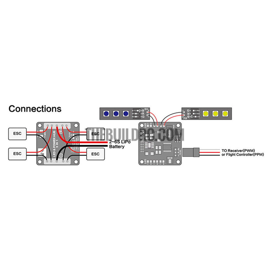 Matek LED & POWER HUB 5in1 V3 Power Supply Board + BEC 5V 12v + Low Voltage Alarm+ Tracker