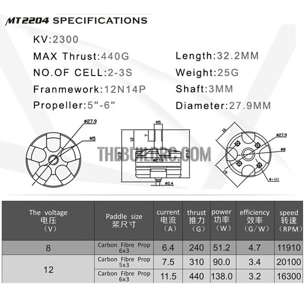 KingKong MT2204 2300KV Brushless Motor CW for FPV Multicopter Quadcopter 1 Pack