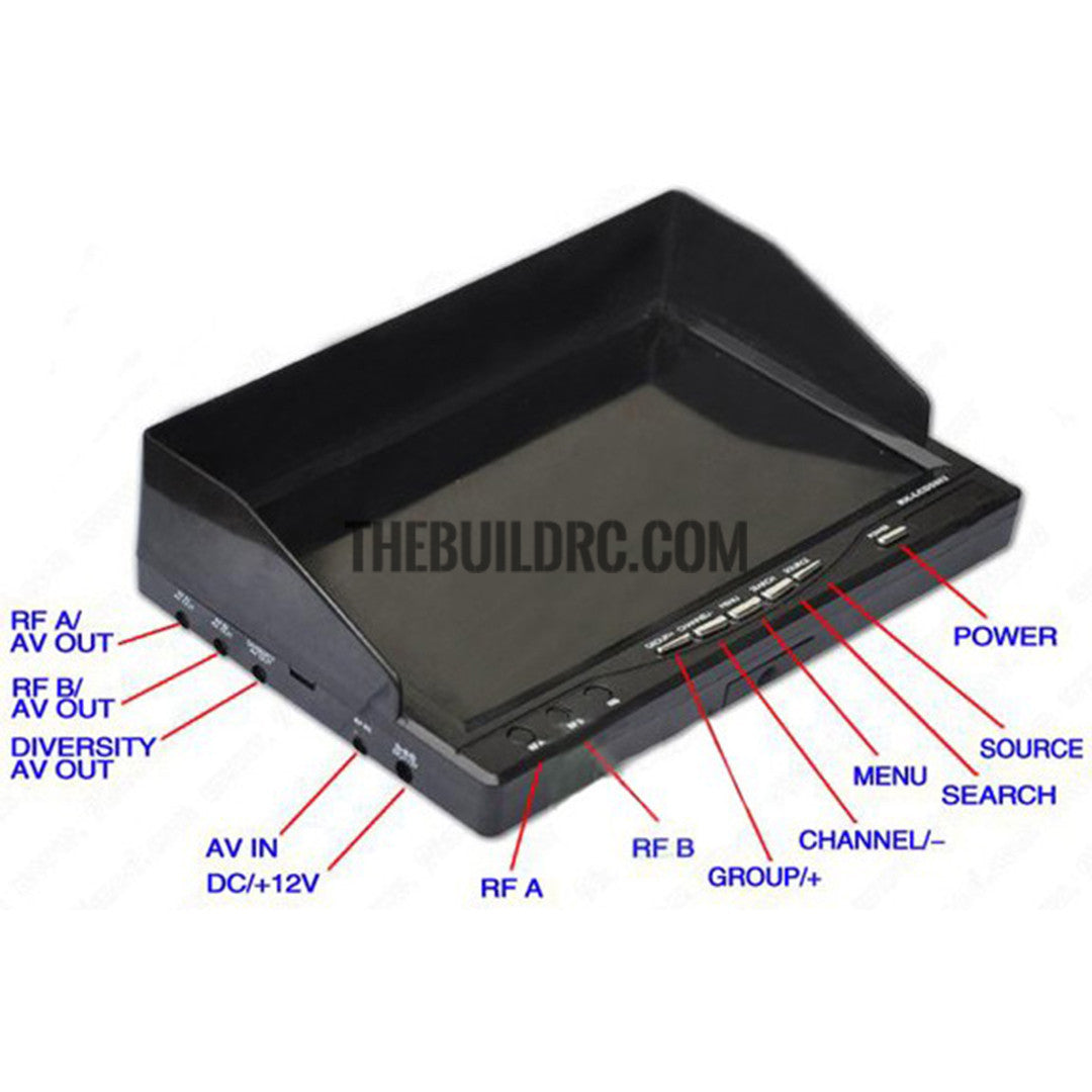 Boscam RX-LCD 5802 7" FPV 5.8GHz 40CH HD Monitor+TS5823 For RC Quadcopter Drone - Receiver included Black