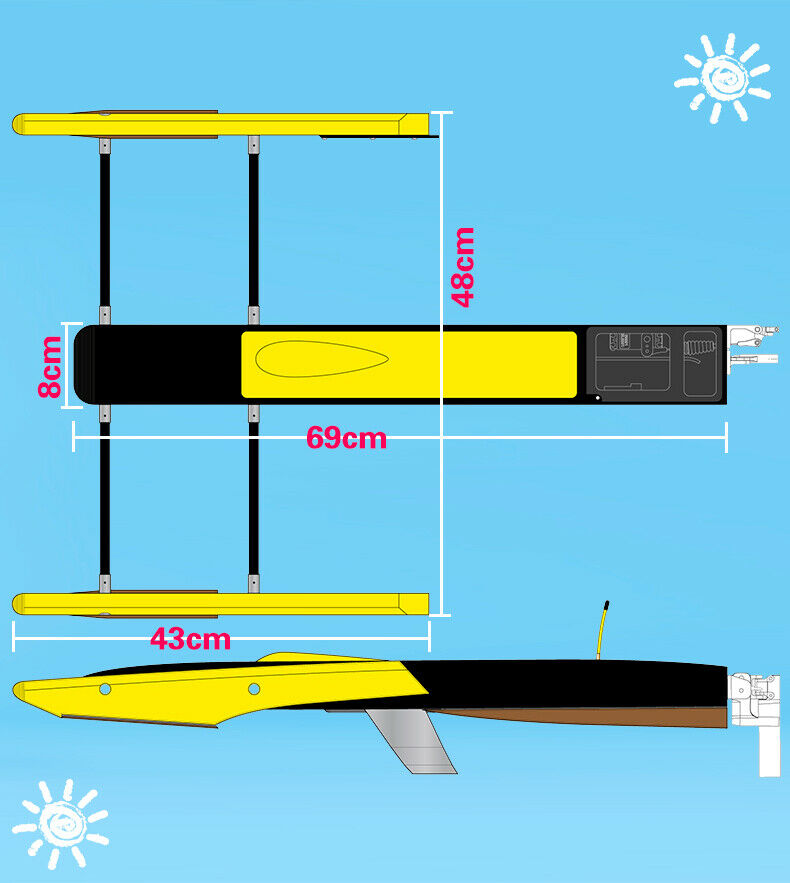 RC Pro Boat Epoxy Fiberglass FRP Outrigger Racer ESPASON ARR version
