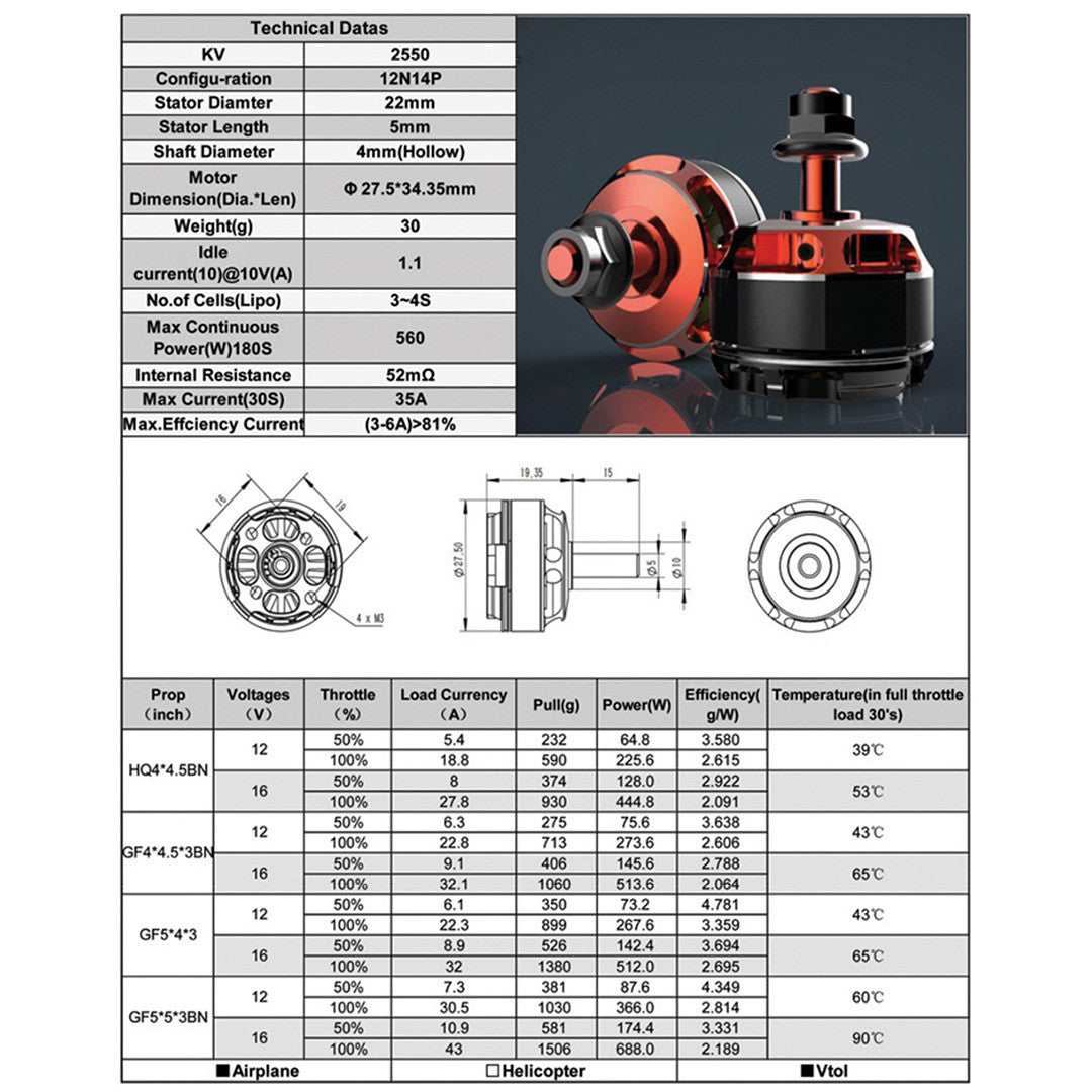 RCINPOWER GT2205 Brushless Power Motor Racing Edition-1 PCS