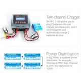 SKYRC AC/DC D100 Dual Balance Charger and Discharger Power watt 2 x 100W