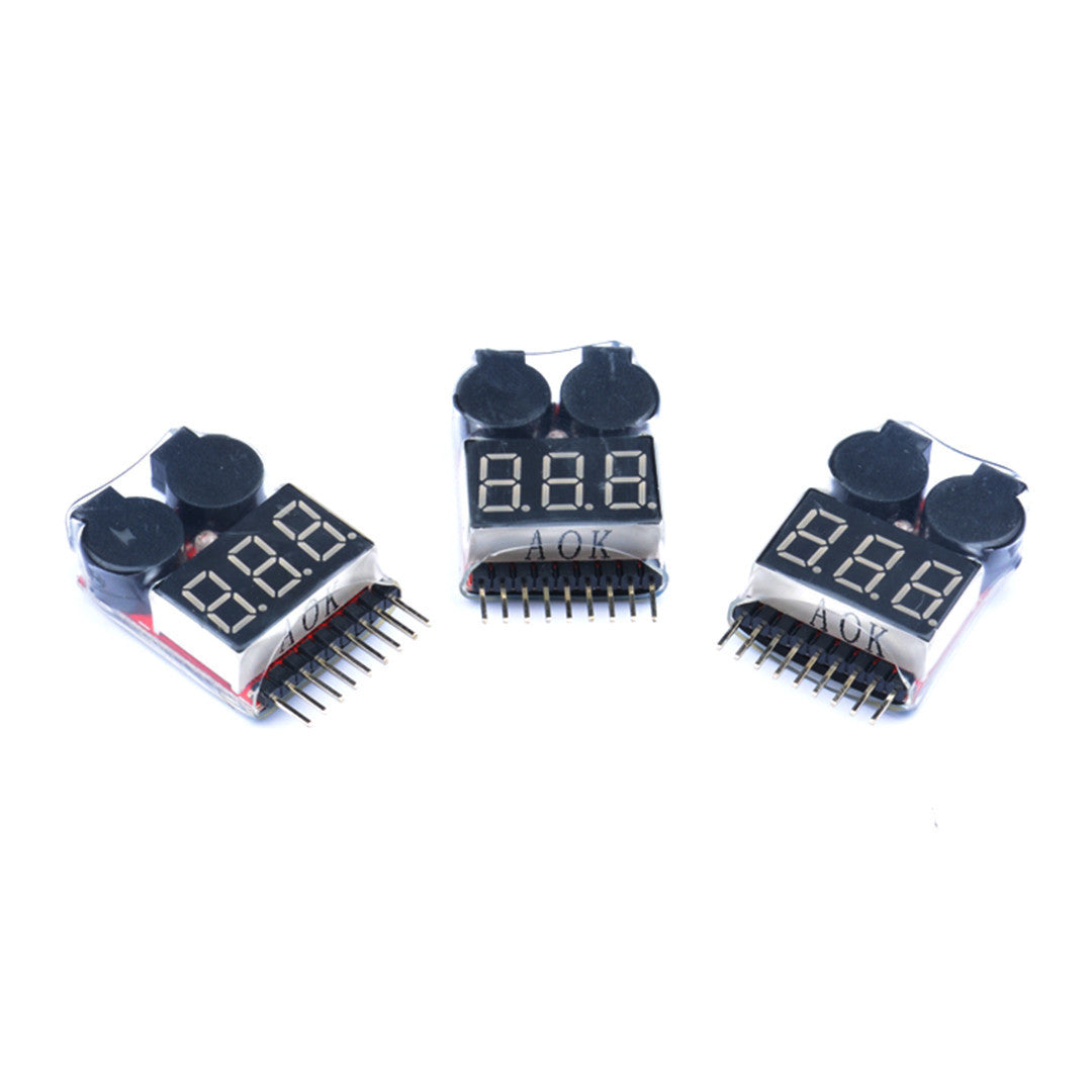 AOK-BL8S 1-8S 2in1 RC Li-ion Lipo Battery Low Voltage Meter Tester Buzzer Alarm
