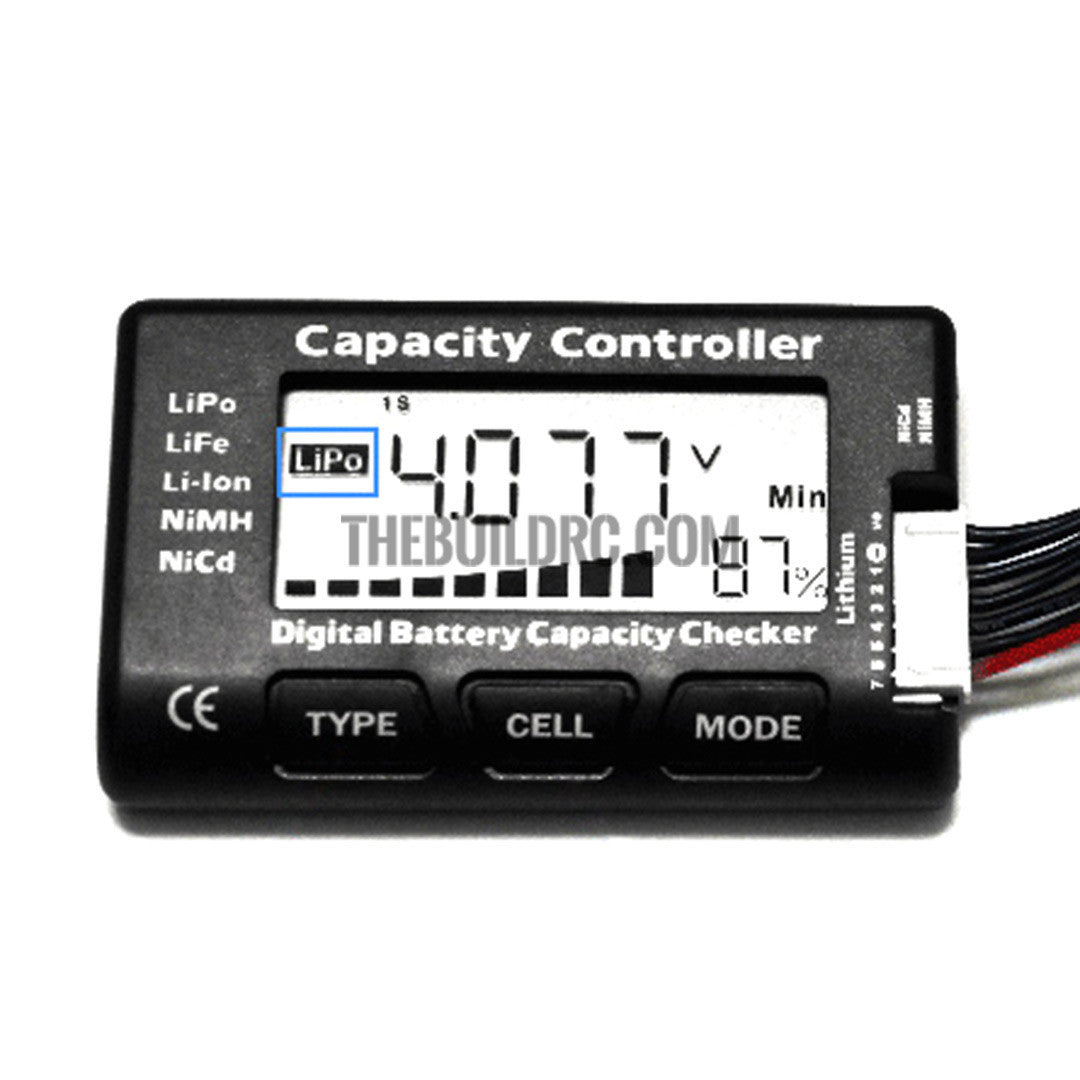 Battery Capacity Checker Tester LiPo LiFe Li-ion Ni-MH Ni-Cd Capacity Controller (Black)