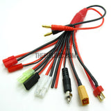 9-in-1 charging cable with banana plug, servo plug, T plus, Amass XT6 plug, Igniter plug and more