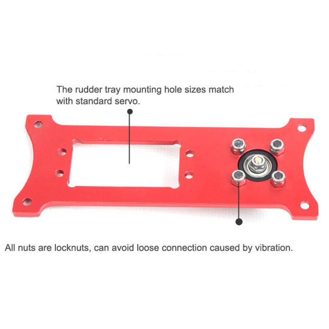 High Quality CNC Metal Servo Rudder Mount Set with 3.5in Double Arm for Two Servos