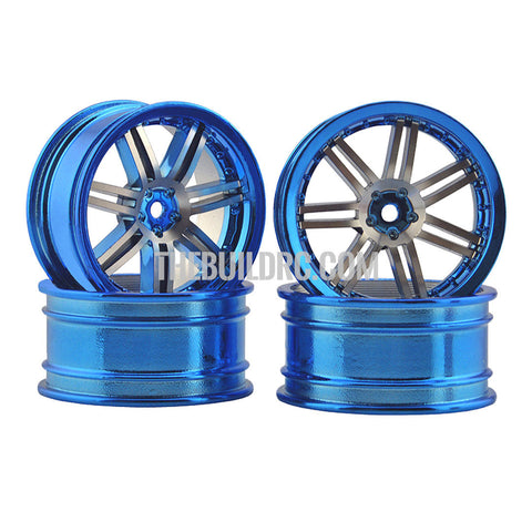 Trance 26mm Set of 4 Alloy Wheels for 1/10 RC Car (Blue and Silver)