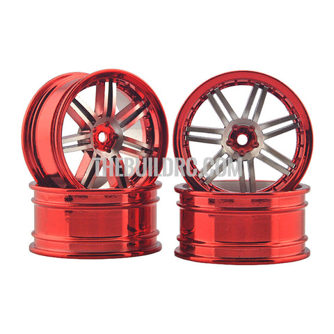 Trance 26mm Set of 4 Alloy Wheels for 1/10 RC Car (Red and Silver)