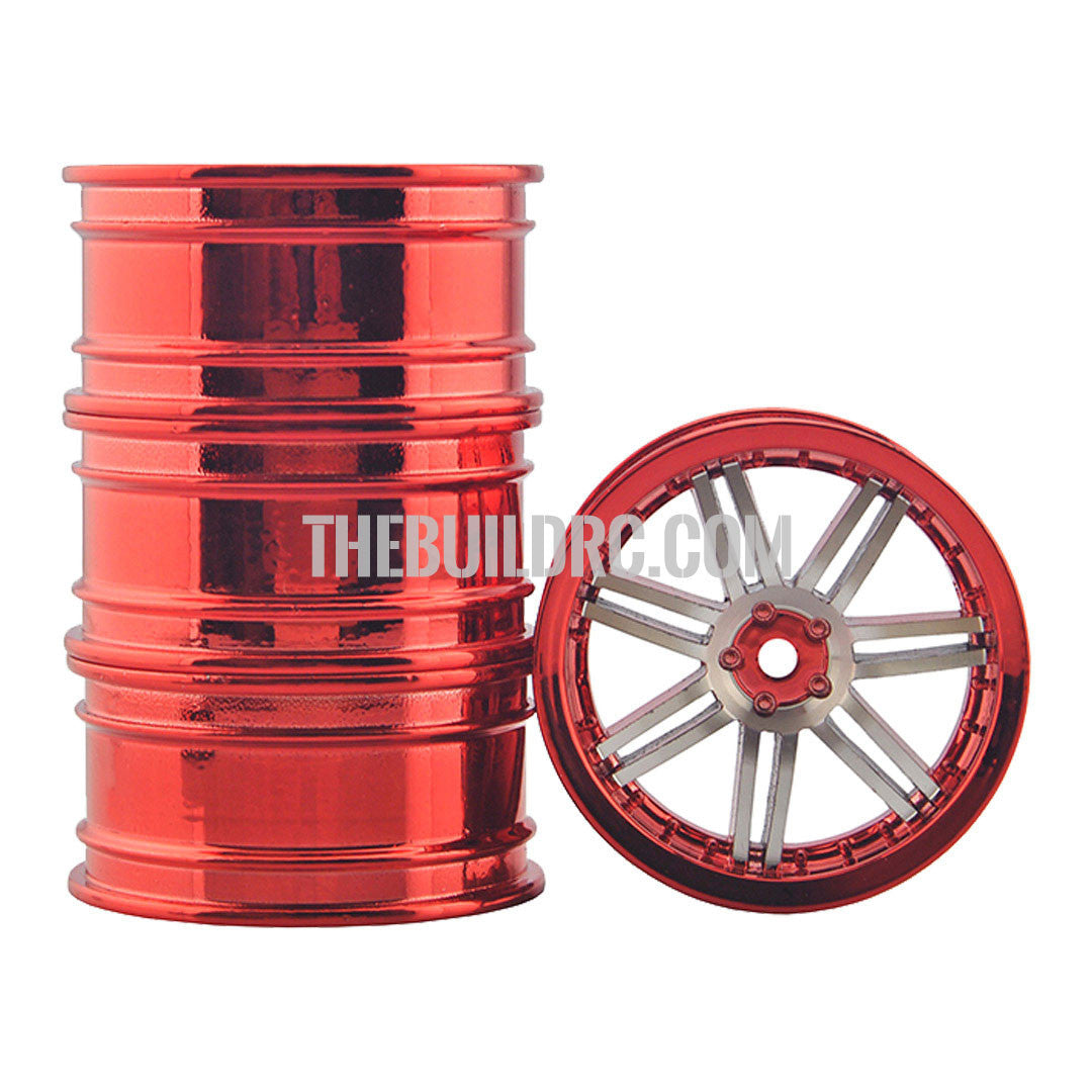 Trance 26mm Set of 4 Alloy Wheels for 1/10 RC Car (Red and Silver)