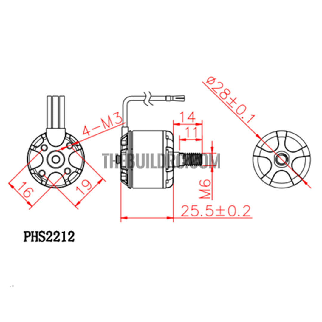Leopard PHS 2216 980 KV Brushless Motor (CW)