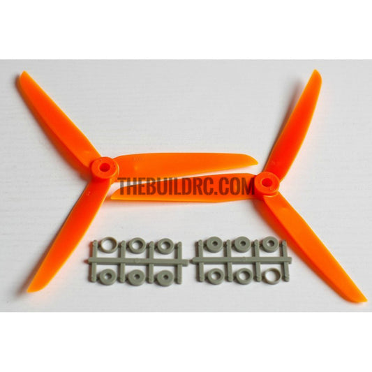 Gemfan 7035 3-Blade Nylon Prop Set (1x CW & 1x CCW) Orange