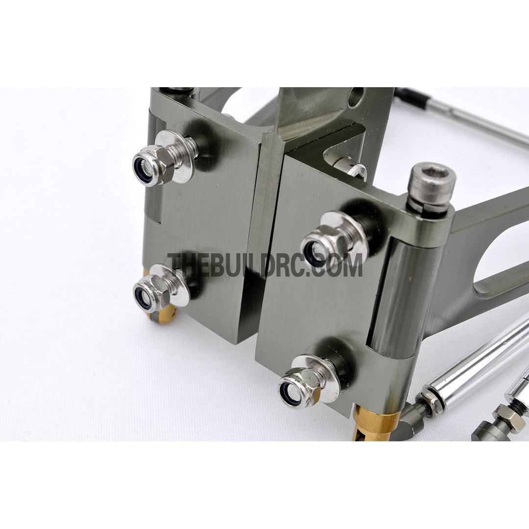 130*150mm Double Arm Durable Aluminum Helm Rudder with Φ6.35mm Shaft Holder
