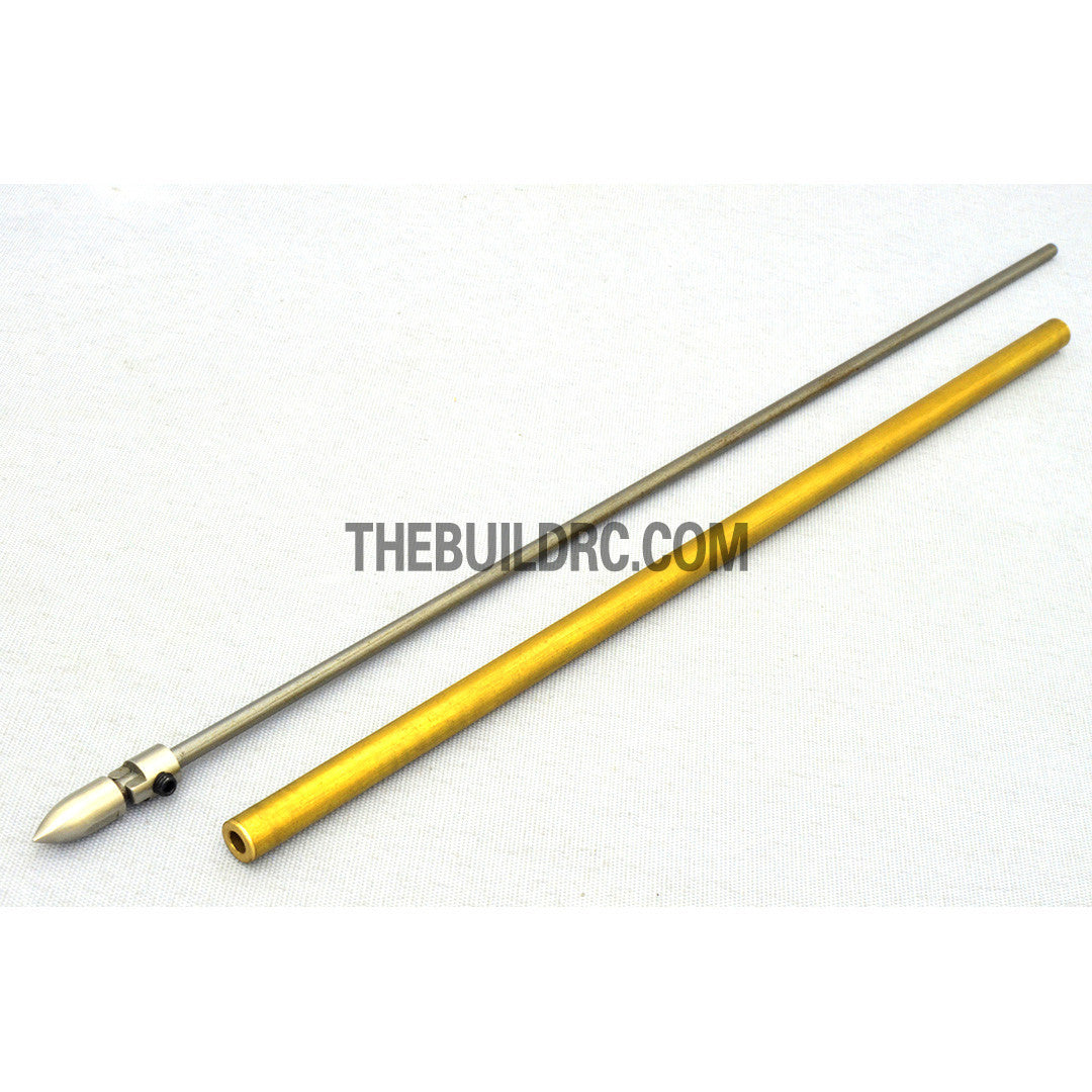 RC Boat Φ3.0 x 245mm(L) Metal Drive Shaft + 200mm(L) Metal Tube + Cone Nut + Peep Fork