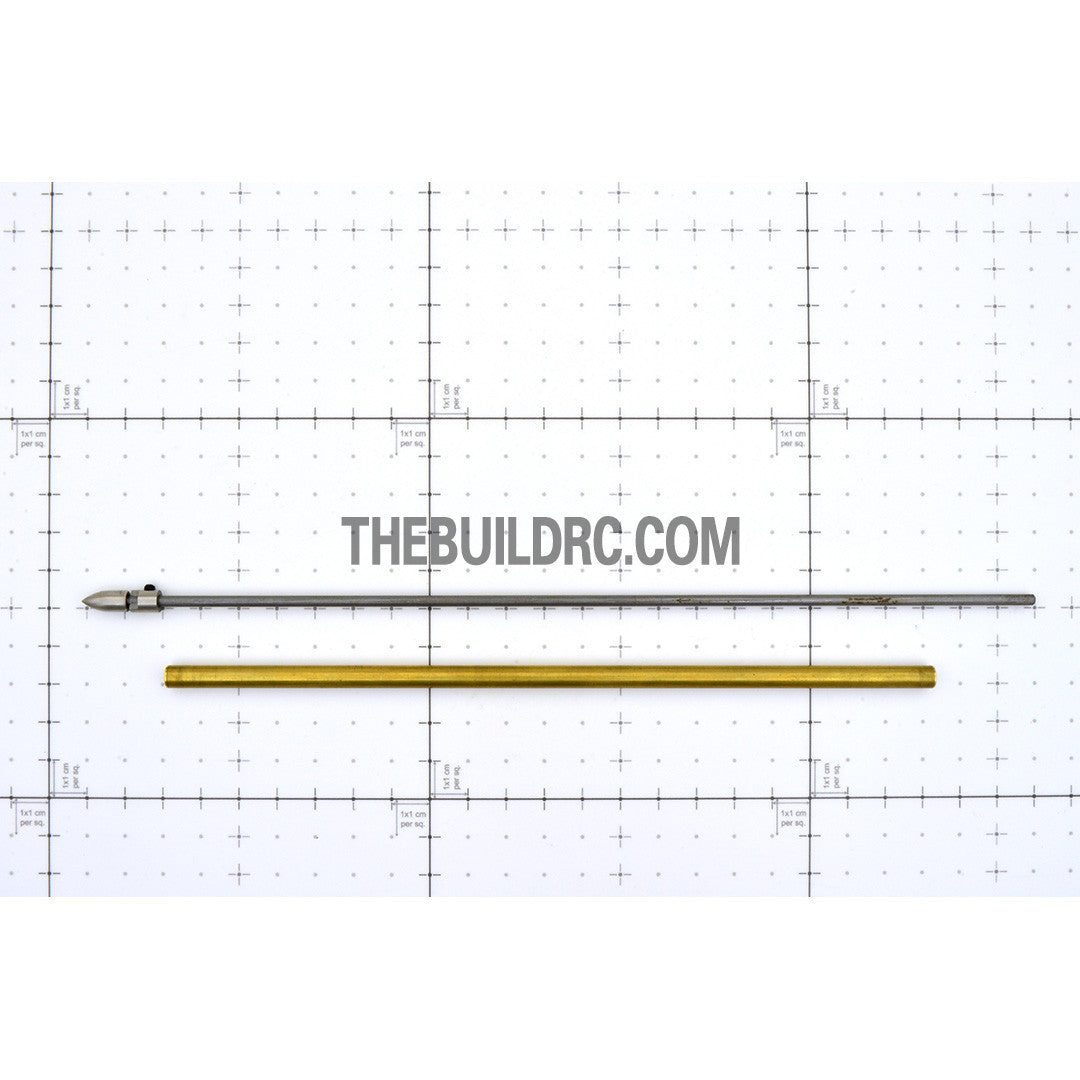 RC Boat Φ3.0 x 245mm(L) Metal Drive Shaft + 200mm(L) Metal Tube + Cone Nut + Peep Fork
