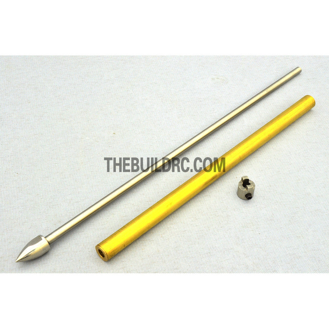 RC Boat Φ4.0 x 195mm(L) Metal Drive Shaft + 150mm(L) Metal Tube + Cone Nut + Peep Fork