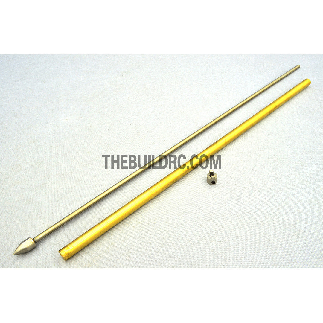 RC Boat Φ4.0 x 345mm(L) Metal Drive Shaft + 300mm(L) Metal Tube + Cone Nut + Peep Fork