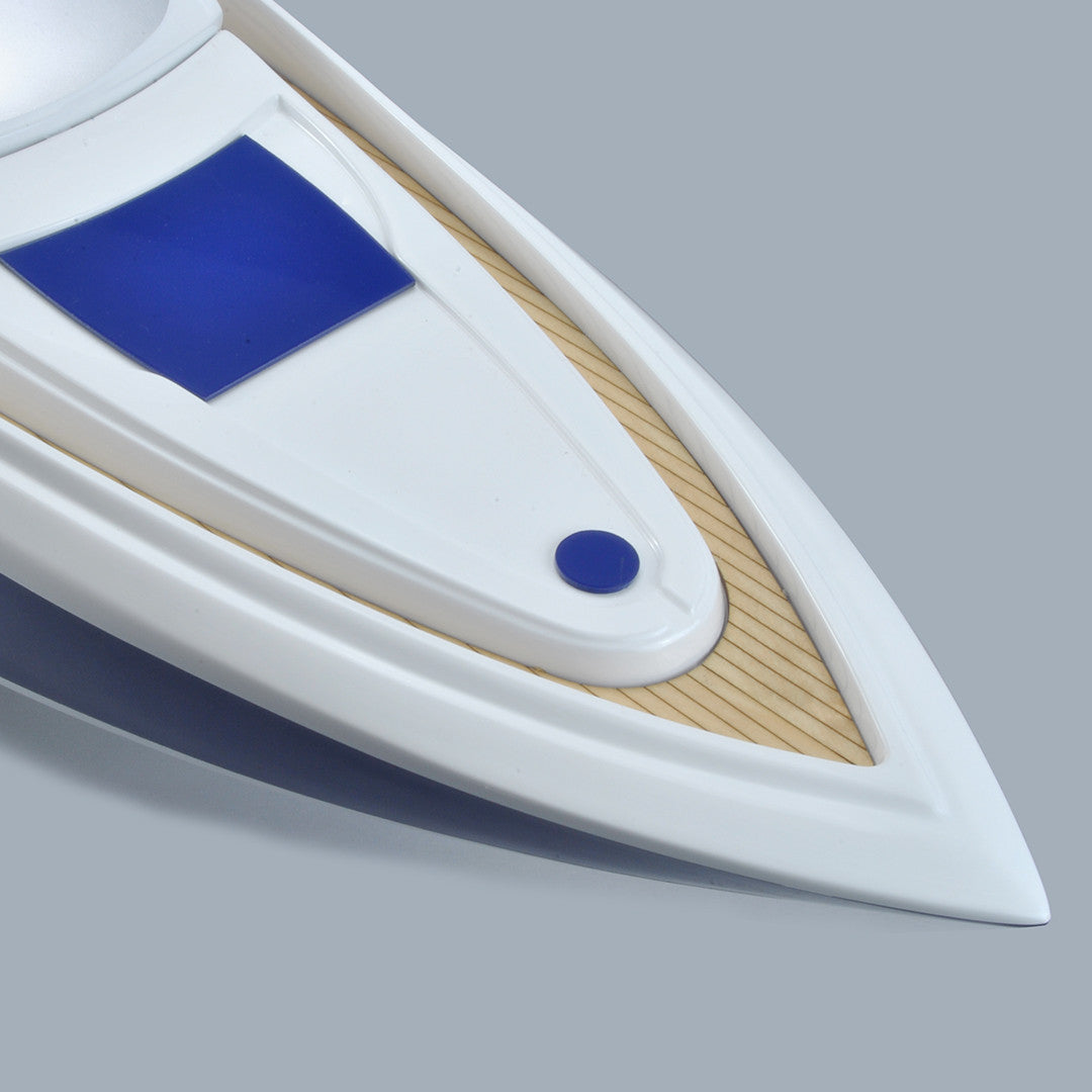 37" RC EP Epoxy Fiberglass Princess Scale Cruiser ARR Boat Hull (Hardware Pre-installed) - White / Blue