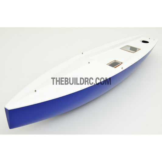 39" RC EP Epoxy Fiberglass IOM Competition Yacht Sailing Boat Hull - white/blue