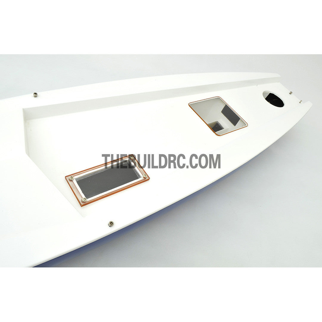 39" RC EP Epoxy Fiberglass IOM Competition Yacht Sailing Boat Hull - white/blue