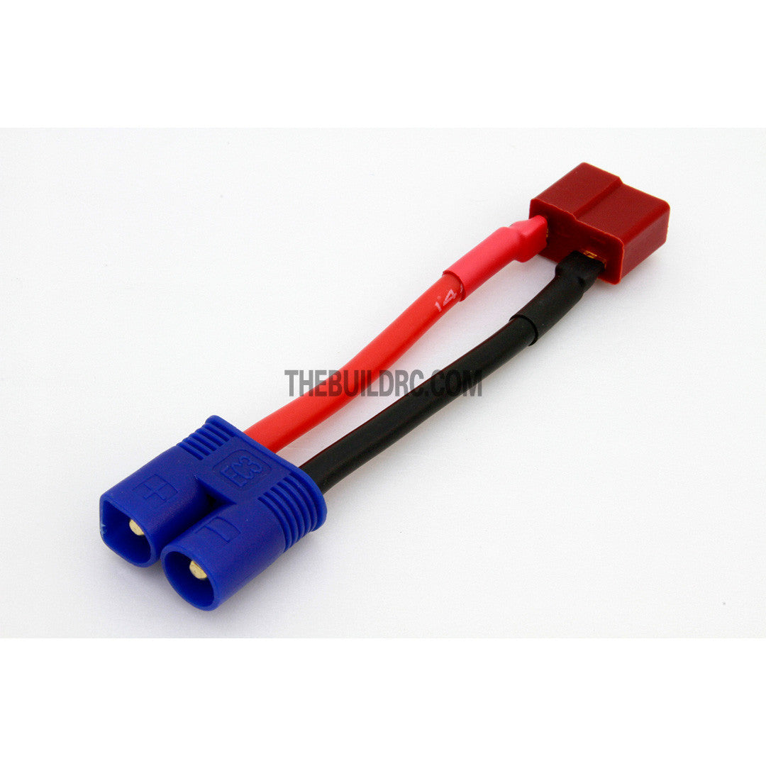 50mm 14 AWG Male EC3 <-> Female Dean Plug / T-Plug Adaptor Cable