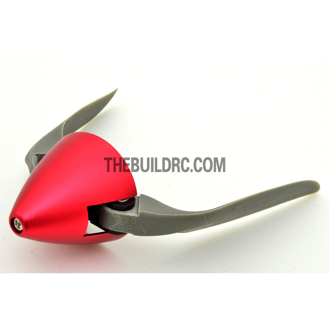 7 x 6" Folding Propeller with 30mm Aluminum Spinner ??3.17mm Hub - Red